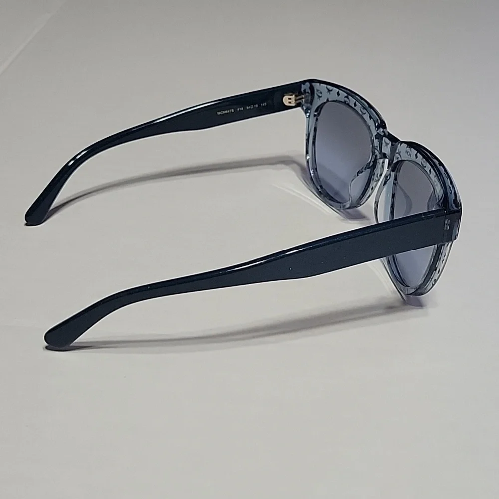 MCM! Blue Transparent Clear Monogram Visetos Wayfarer Sunglasses - Picture 6 of 9